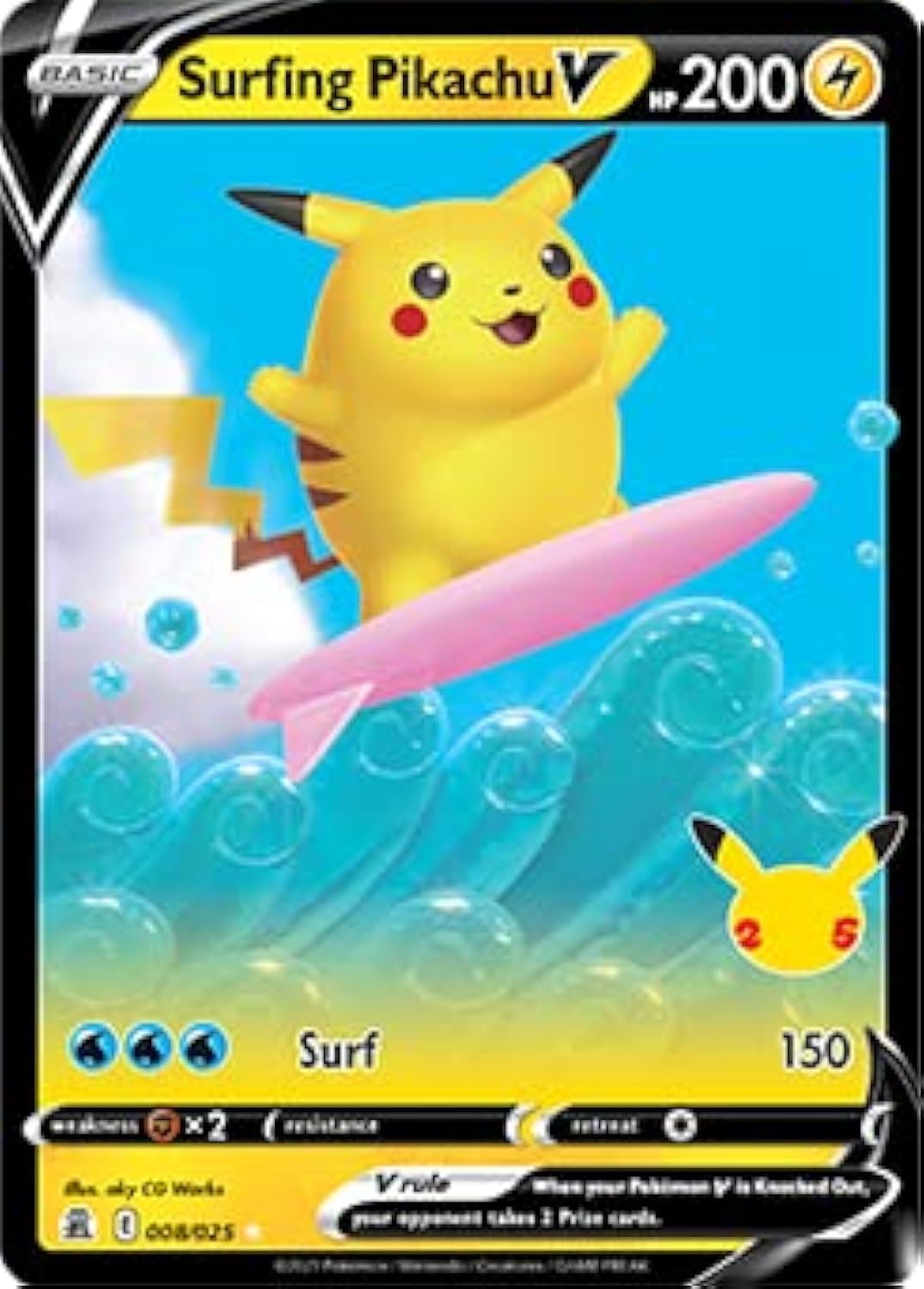 Surfing Pikachu V Full Art Rare Holo Card G1239