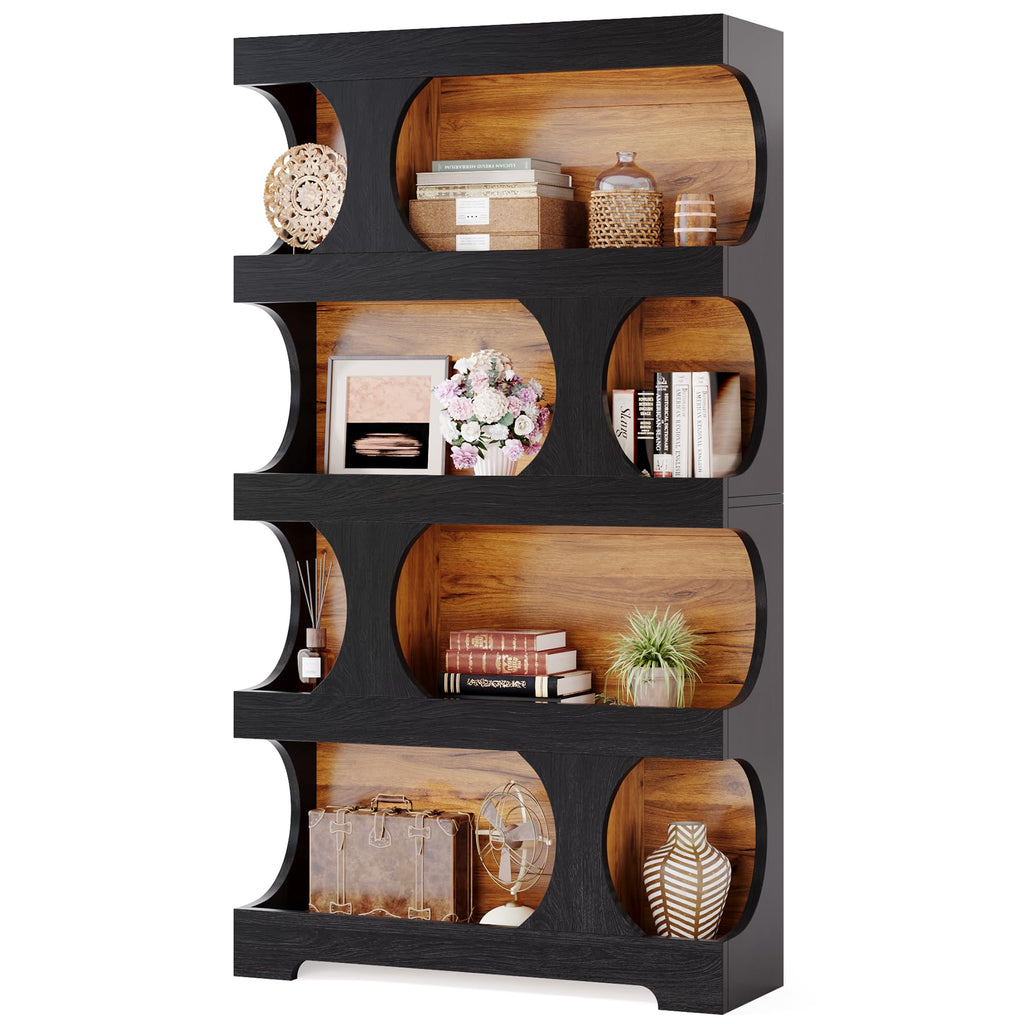 71" Tall 4-Tier S-Shaped Wood Bookcase U3685