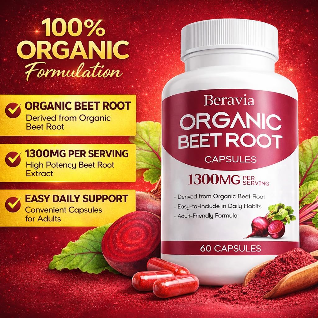 Organic Beet Root Capsules, 1300mg - 60 Capsules Q790