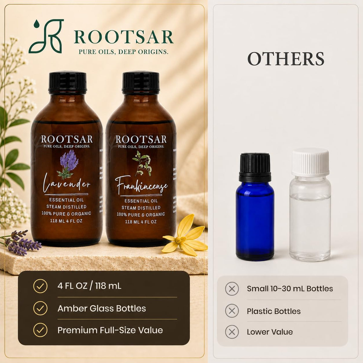 2 Pack Frankincense and Lavender Essential Oils 4 Fl Oz D6257
