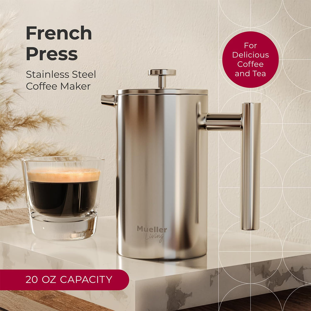 20oz Stainless Steel French Press Coffee Maker O4766