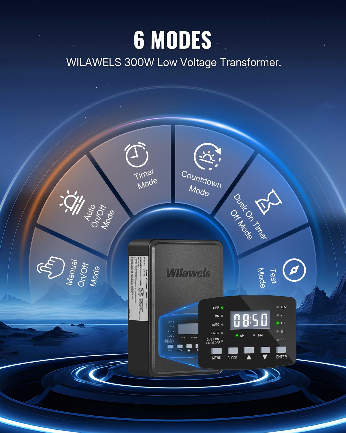 300W Low Voltage Landscape Transformer with Timer and Photocell Sensor P94783