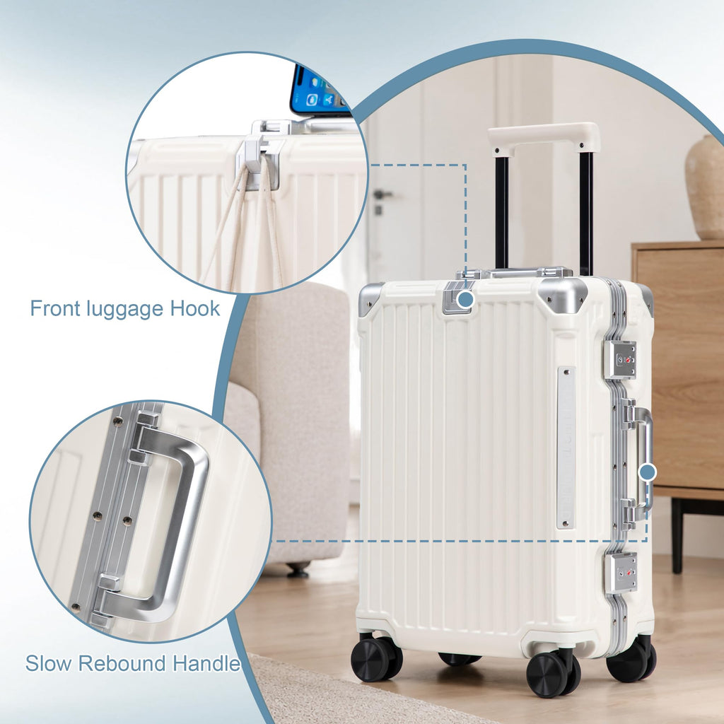 20 In Aluminum Frame ABS Hard Shell Carry On Luggage J1524