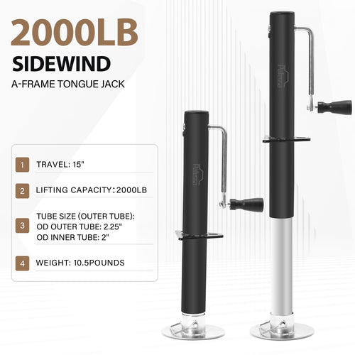 2000lb 15" Heavy Duty A-Frame Trailer Tongue Jack S31559