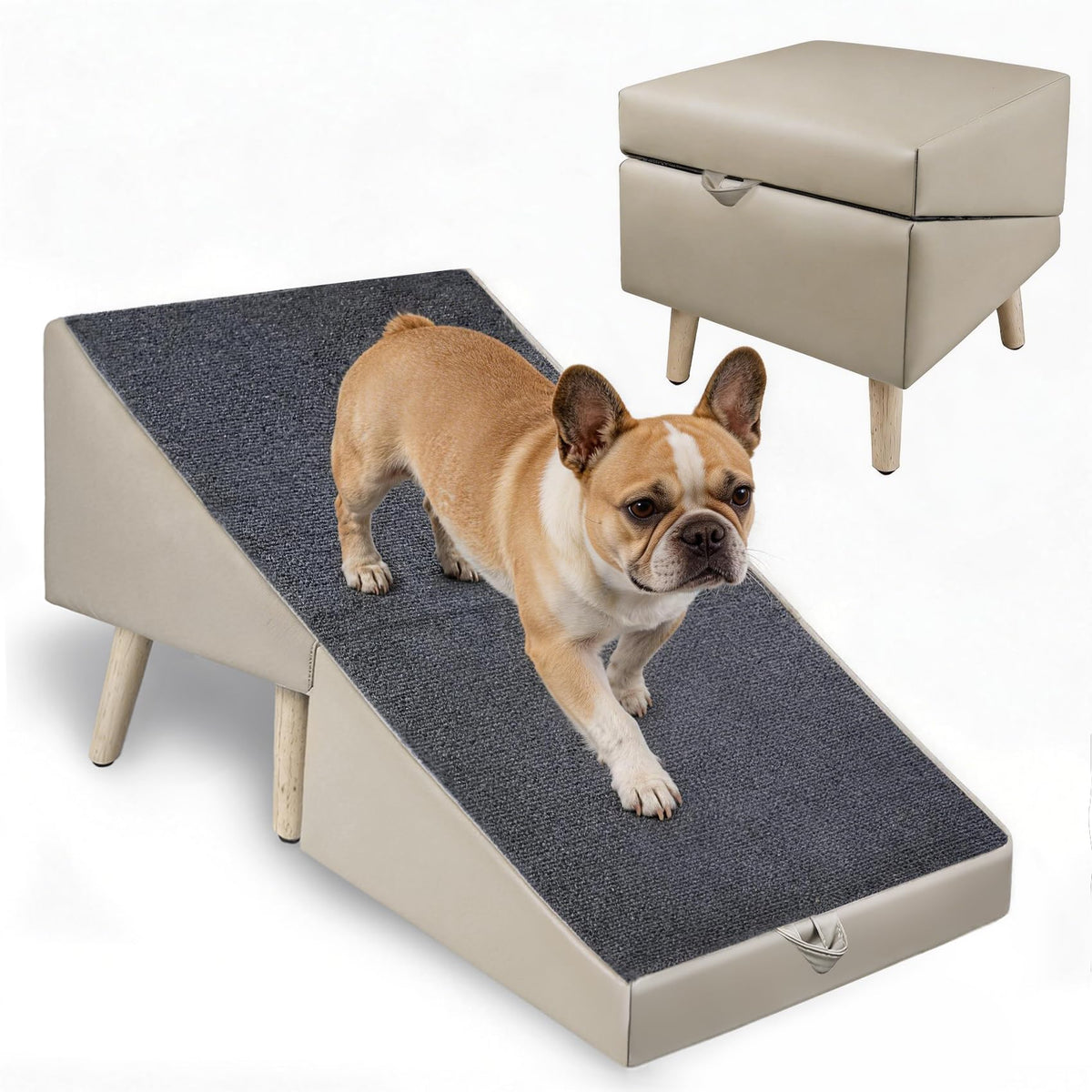 Foldable Non-Slip Wooden Dog Ramp Ottoman C442