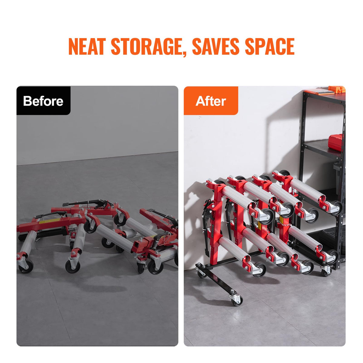 Car Dolly Rack with 360° Rotatable Wheels, 4-Dolly Capacity I5031