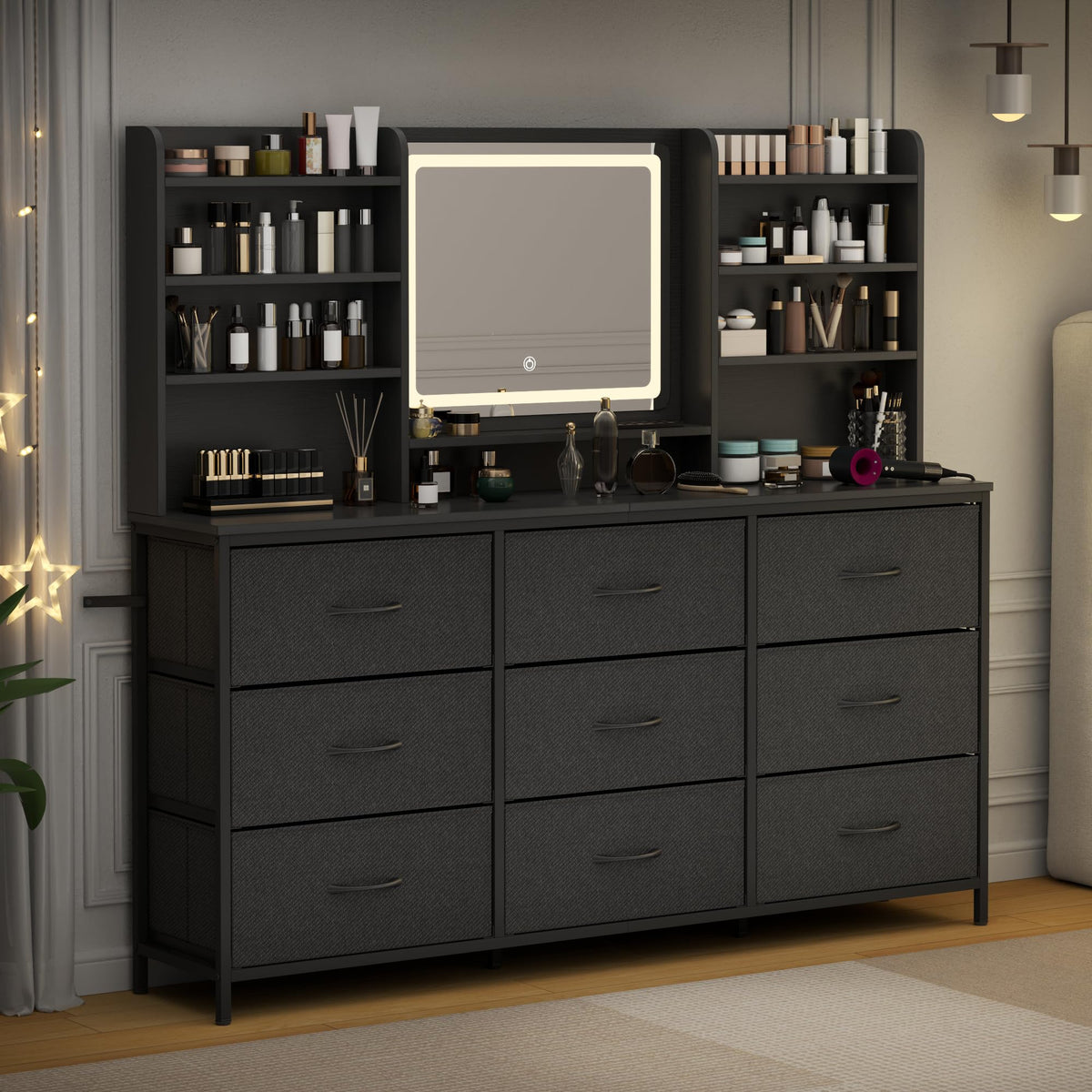 9 Drawer Dresser with LED Mirror E9365