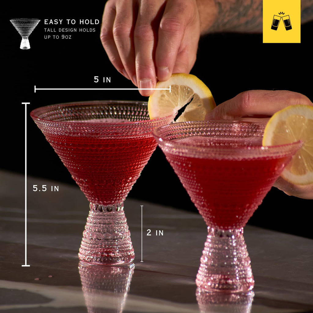 Pink & Clear 9oz Set of 6 Martini Glasses A59300