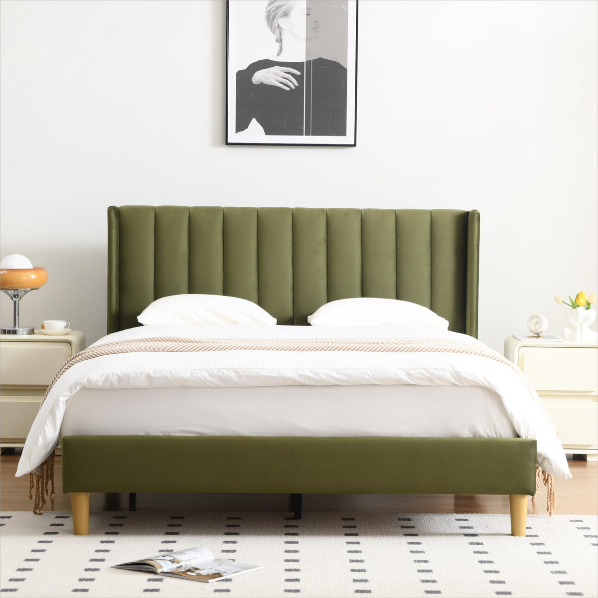 Queen Bed Frame with Upholstered Headboard B1782