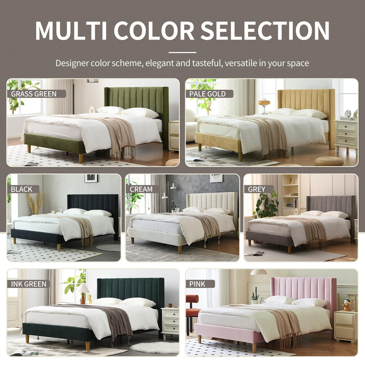 Queen Bed Frame with Upholstered Headboard B1782