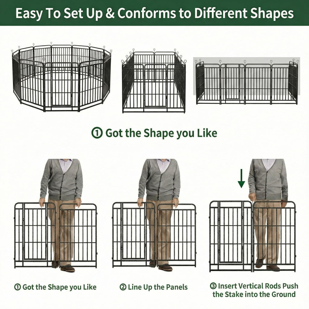 16 Panels 40'' Rustproof Metal Dog Playpen Q7728