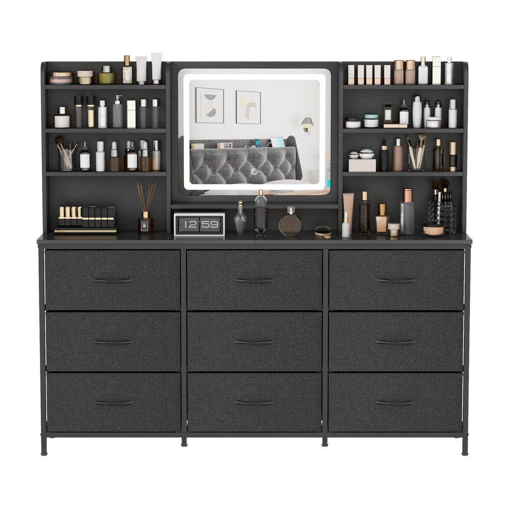 9 Drawer Dresser with LED Mirror E9365