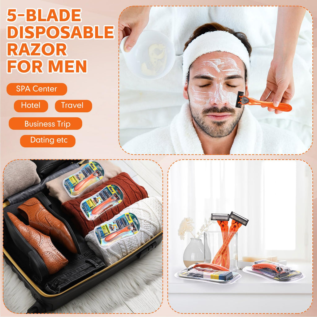 28 Pcs Mens Razors Set 5 Blade Refillable Shaving Kit A871