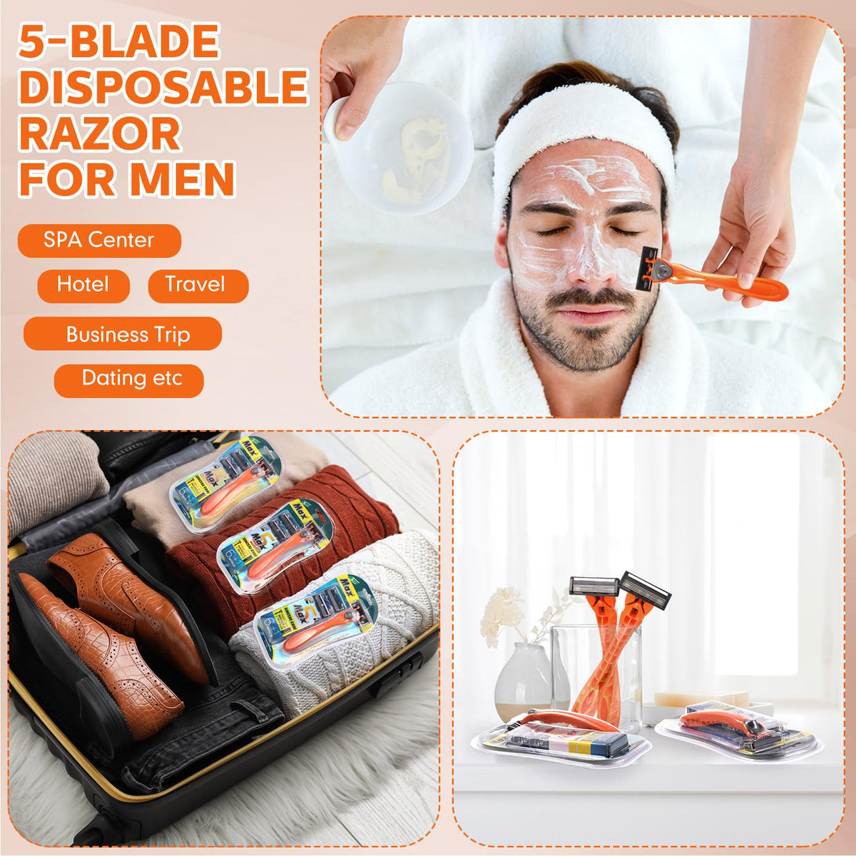 28 Pcs Mens Razors Set 5 Blade Refillable Shaving Kit A871