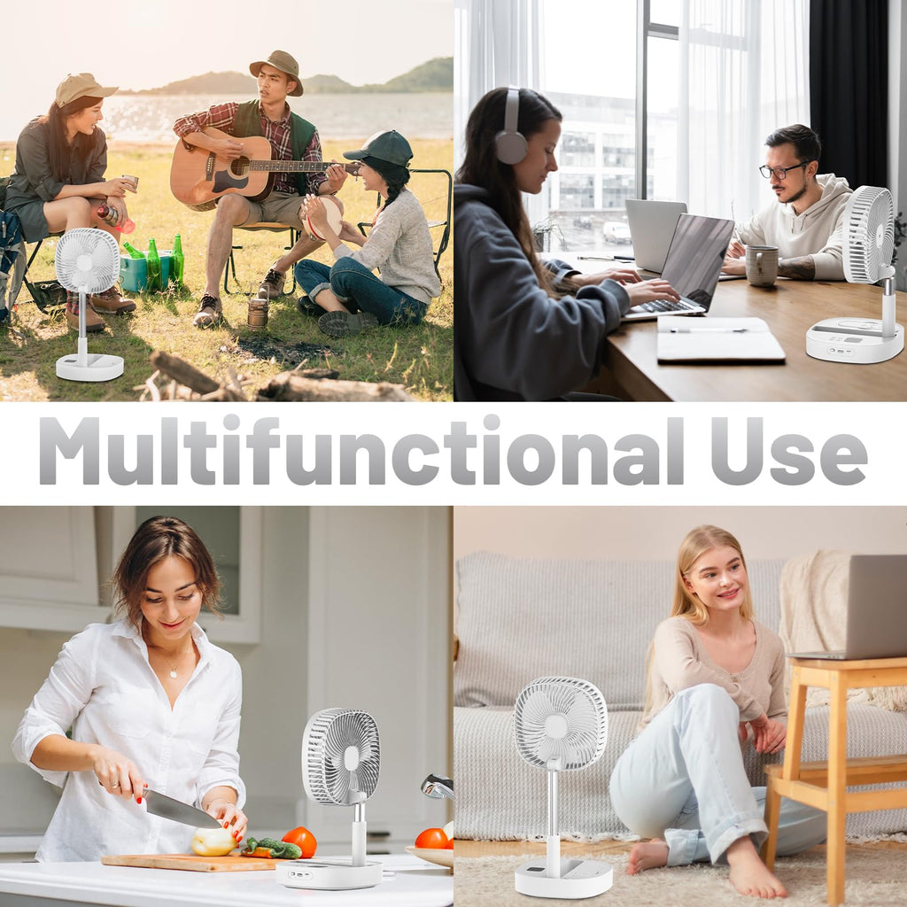 Portable Oscillating Pedestal Fan, 4 Speed 7200Mah Rechargeable Gray J6057