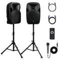 12-Inch 1800W 2-Way Powered PA Speaker System Combo Set with Speaker Stands M562689