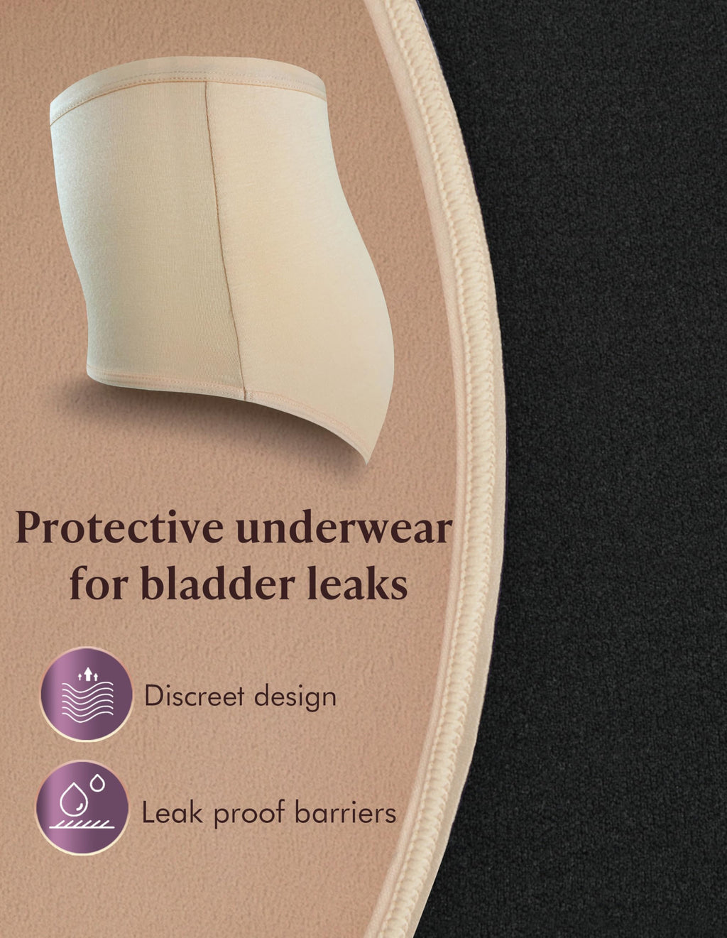 Washable Absorbency Urinary Incontinence Underwear for Women High Waist Leak Proof Panties 60ML, 3 Pack Beige White G548