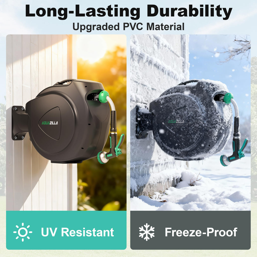 Retractable Garden Hose Reel, 65FT +6FT 5/8" Wall Mounted Z91154
