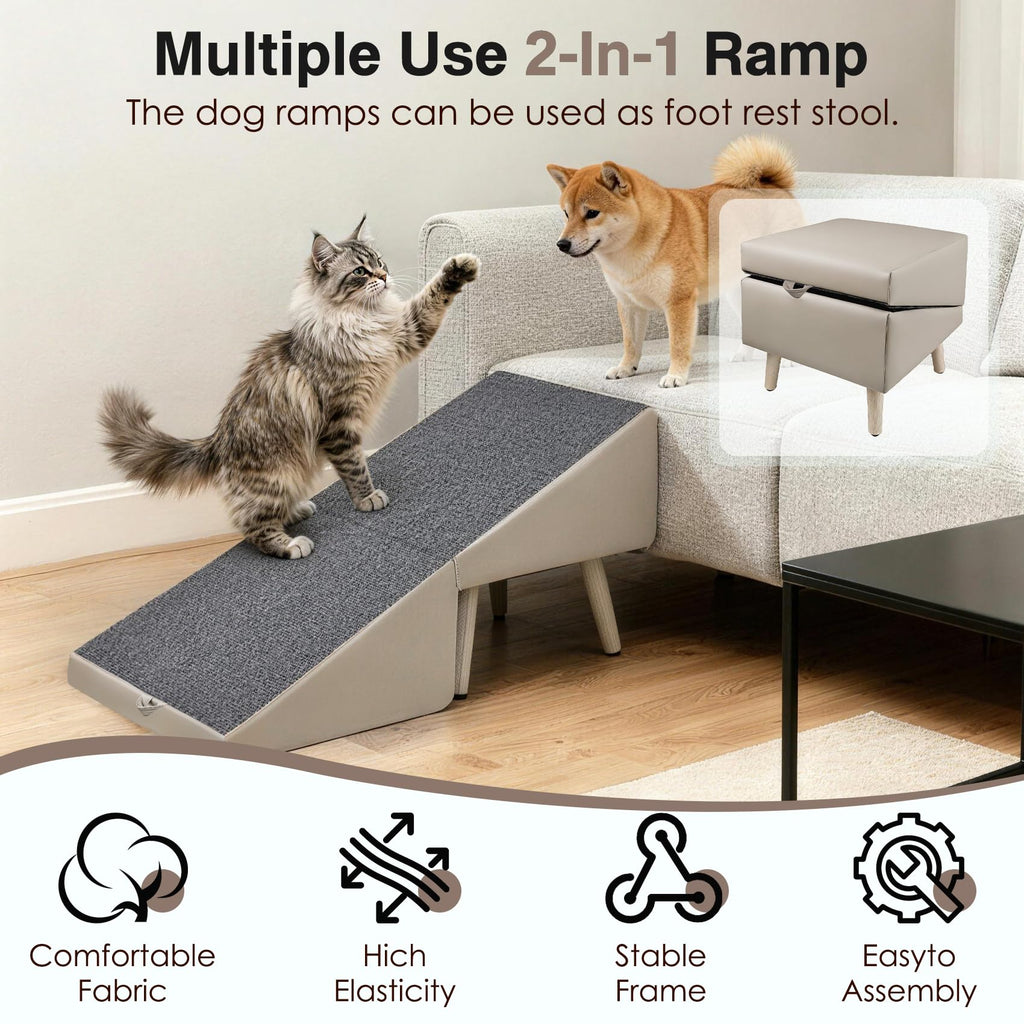 Foldable Non-Slip Wooden Dog Ramp Ottoman C442