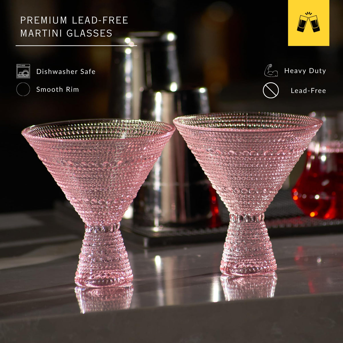Pink & Clear 9oz Set of 6 Martini Glasses A59300