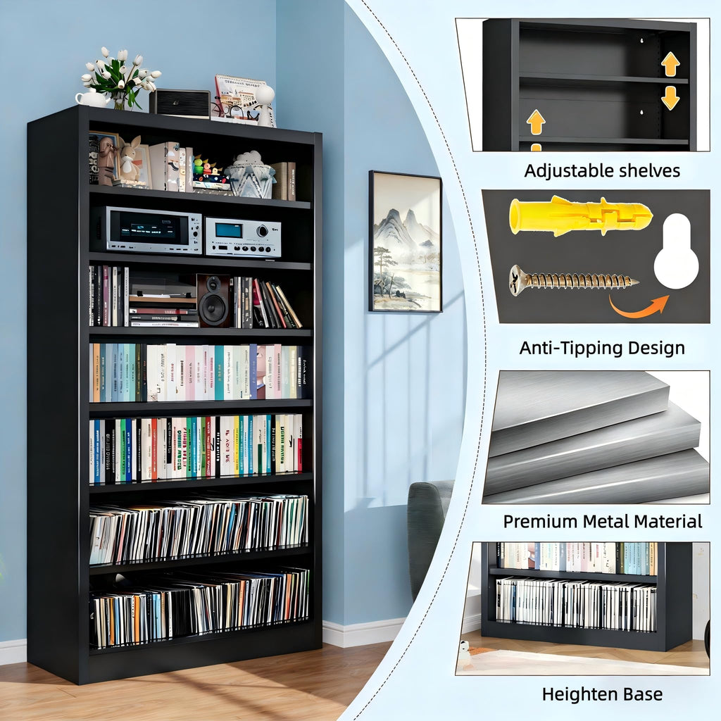 Black 7 Tier Metal Media Storage Cabinet X1090