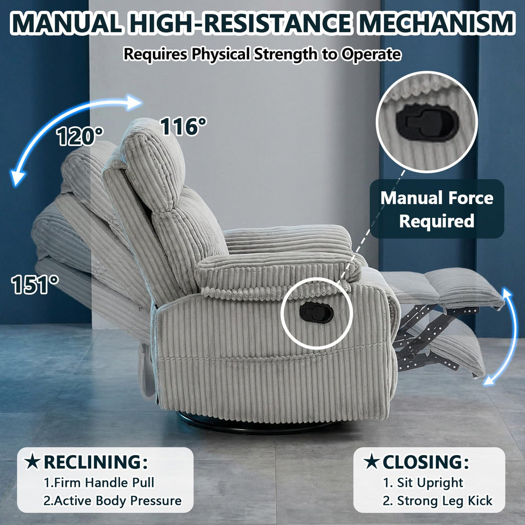 360° Swivel Rocking Corduroy Recliner F9234