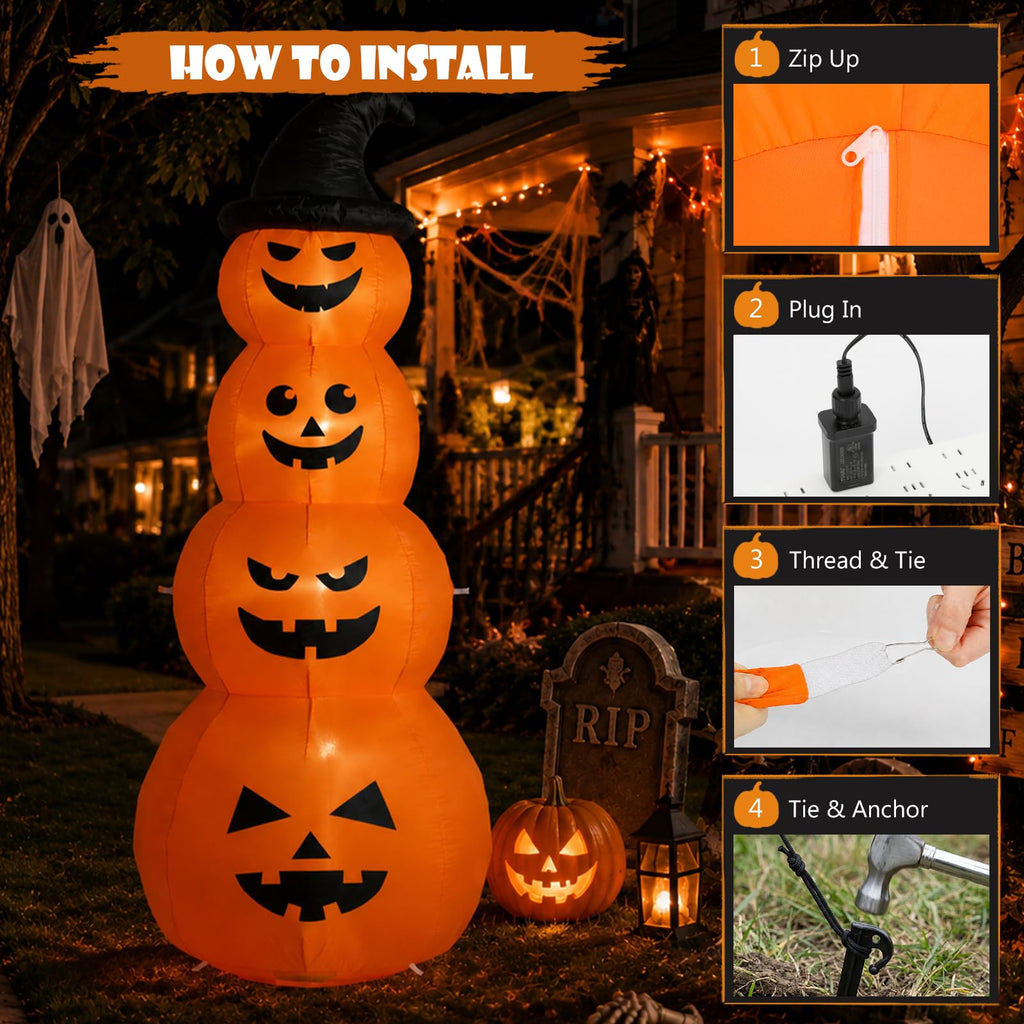 8FT Inflatable Stacked Pumpkins R39921