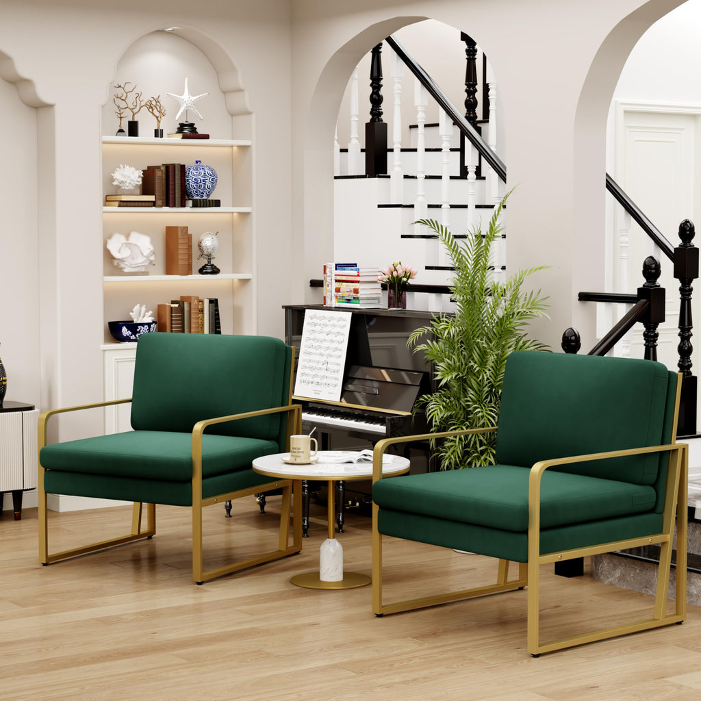 Velvet Accent Chair Set of 2 Green E6550