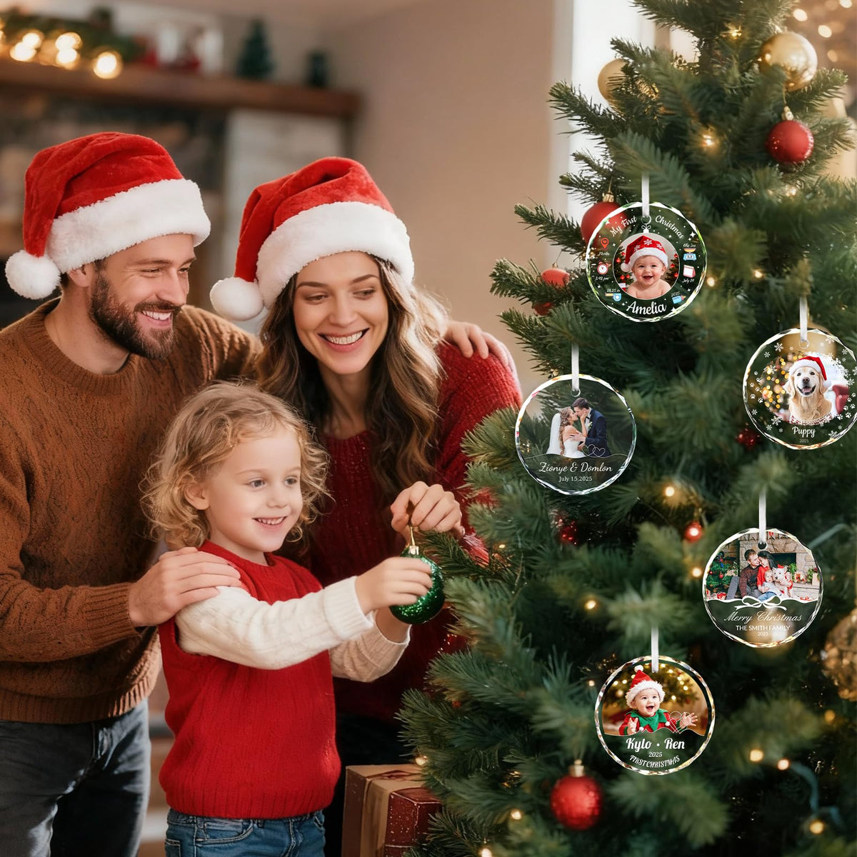 Custom Photo Crystal Glass Christmas Ornament L713968
