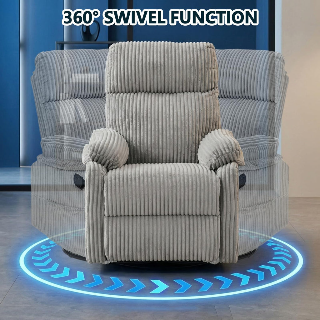 360° Swivel Rocking Corduroy Recliner F9234