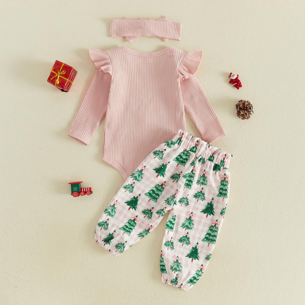 Newborn Baby Girl Christmas Outfit Romper Pants Set K12796