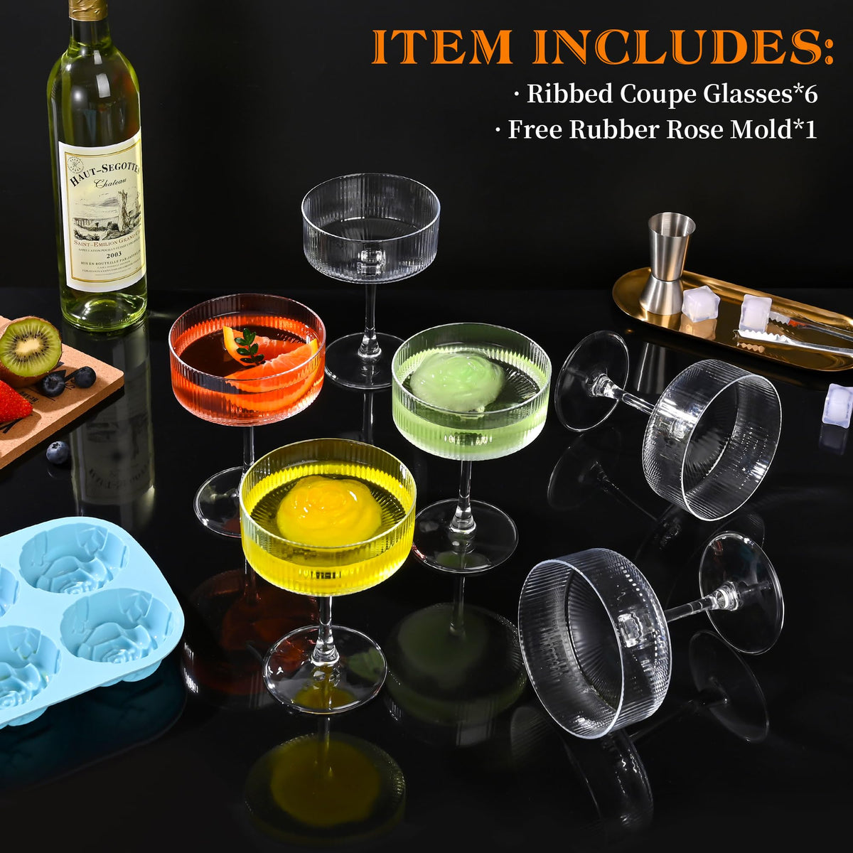 Ribbed Coupe Glasses Set of 6 M282656
