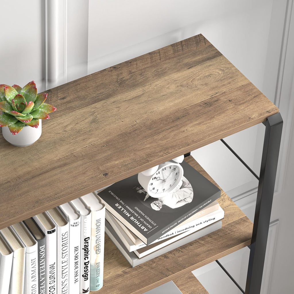5 Tier Wood and Metal Bookshelf D873