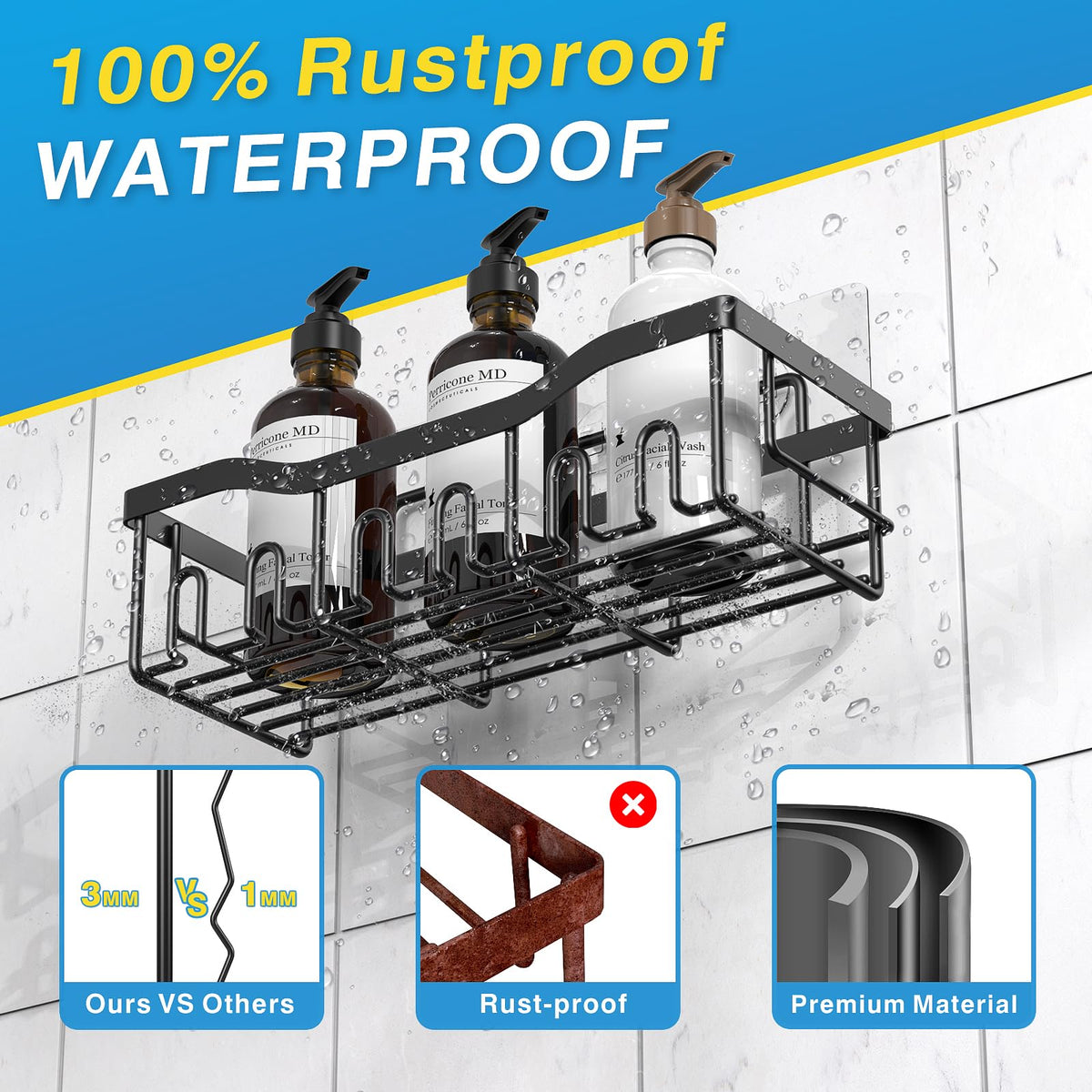 5 Pack Rustproof Stainless Steel Shower Caddy X754