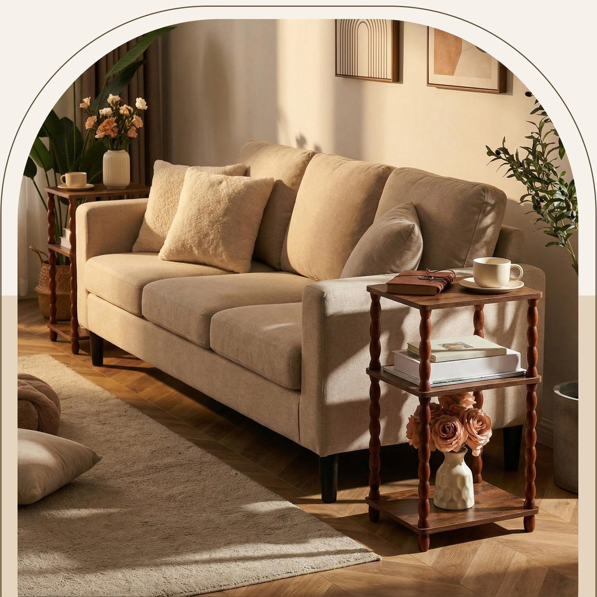 Set of 2 Small 3-tier Square Side Table Z831