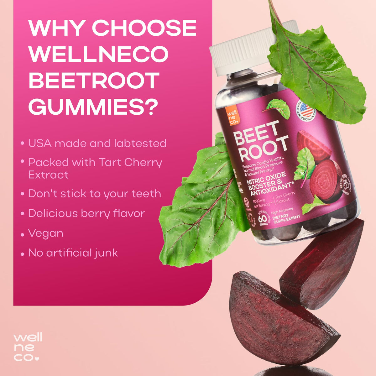 Beet Root Gummies with Tart Cherry, 60 Pcs U79246