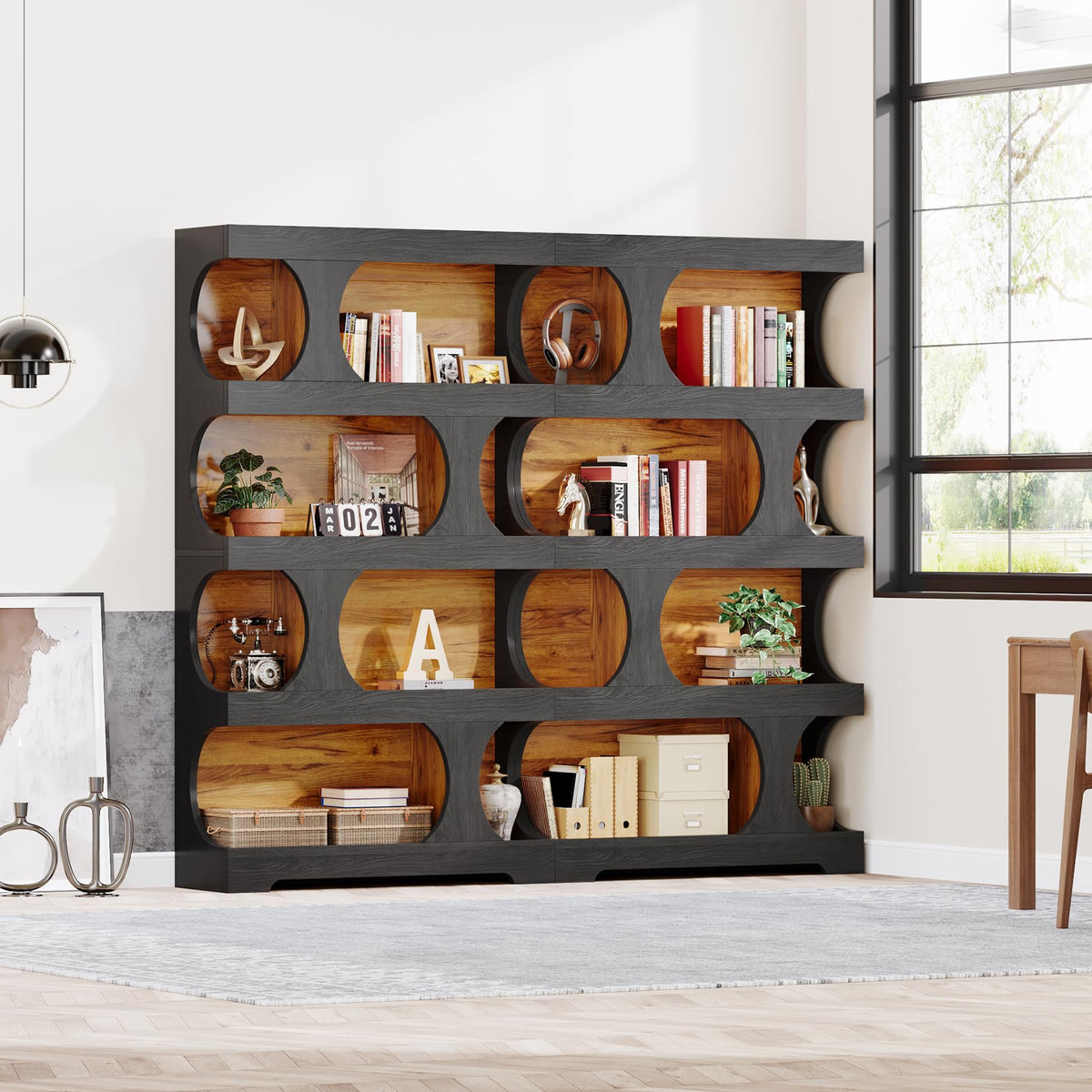 71" Tall 4-Tier S-Shaped Wood Bookcase U3685