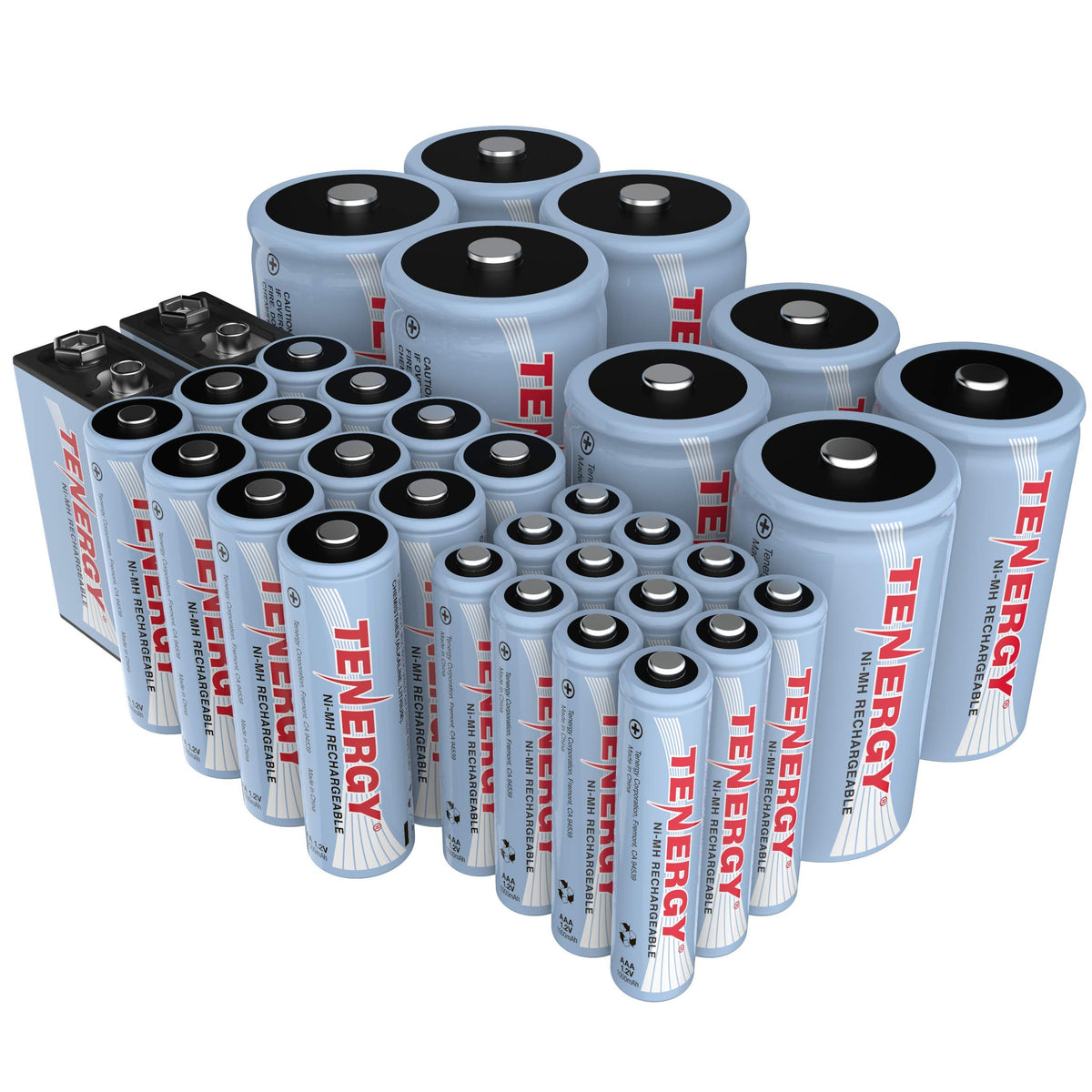 NiMH Rechargeable Batteries 34 Pack AA AAA C D 9V U6770