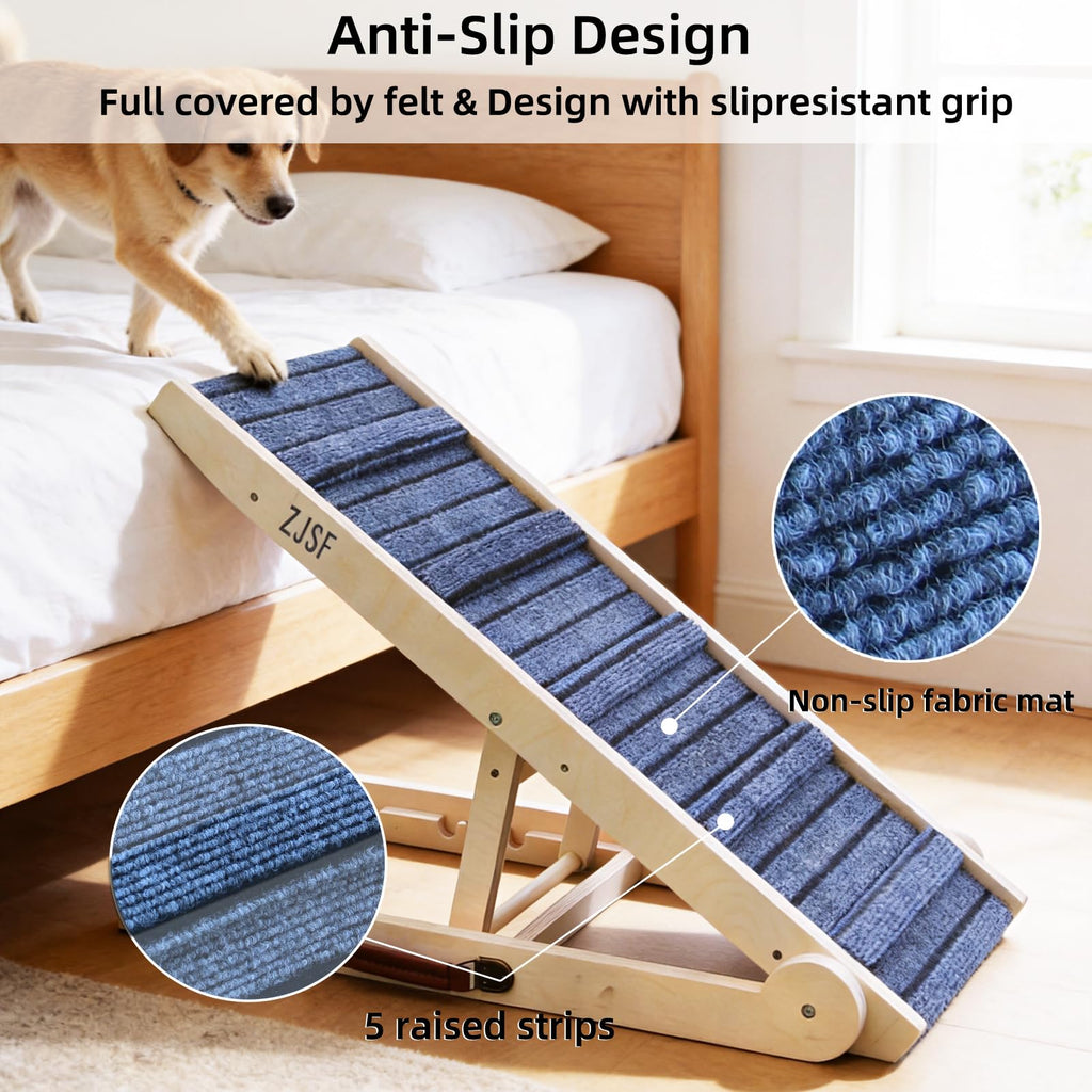 Foldable Wooden Dog Ramp 4 Adjustable Heights B61202
