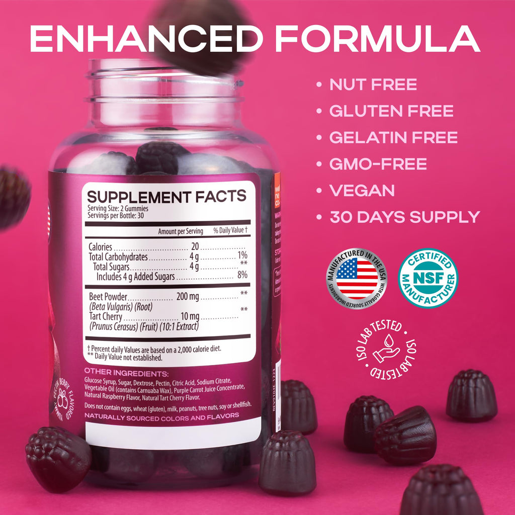 Beet Root Gummies with Tart Cherry, 60 Pcs U79246