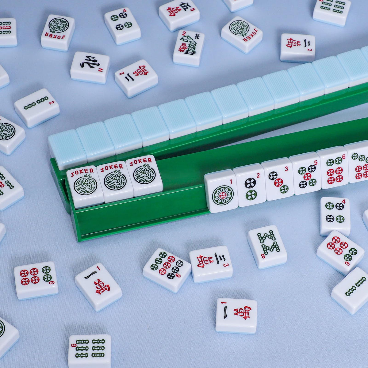 Green Mahjong Racks with Pushers 4 PCS B3203