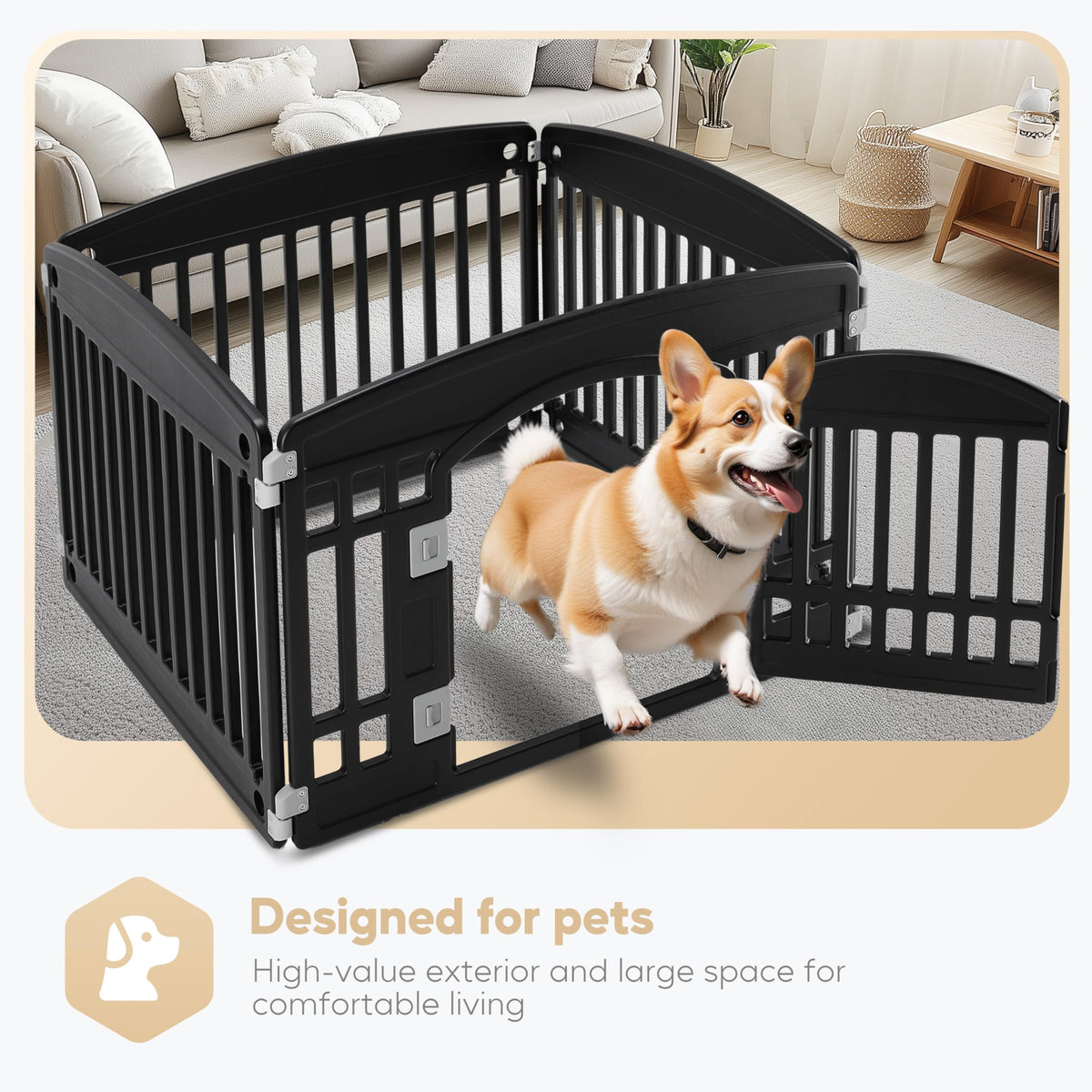 24" 4-Panel Black Dog Playpen Z8431