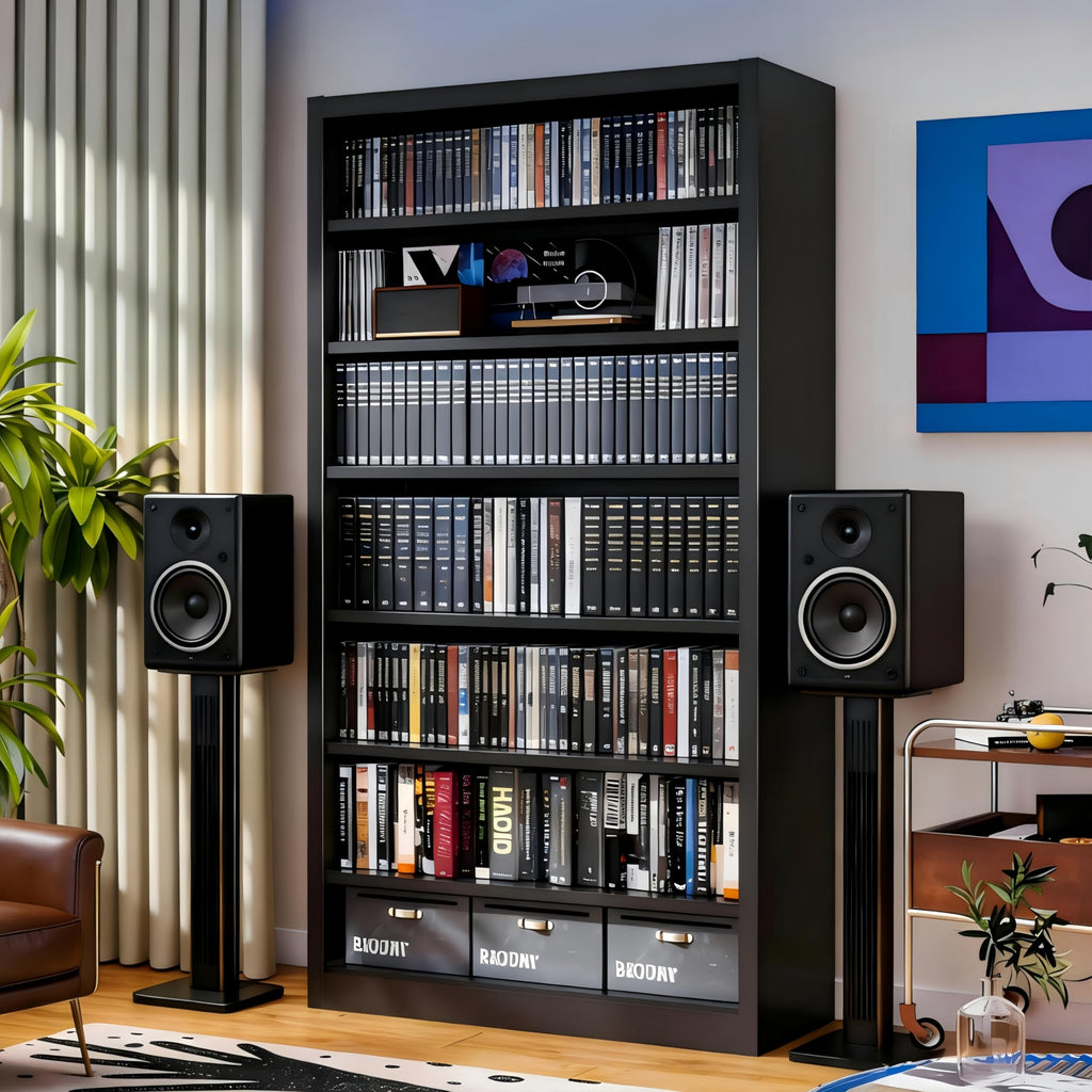 Black 7 Tier Metal Media Storage Cabinet X1090