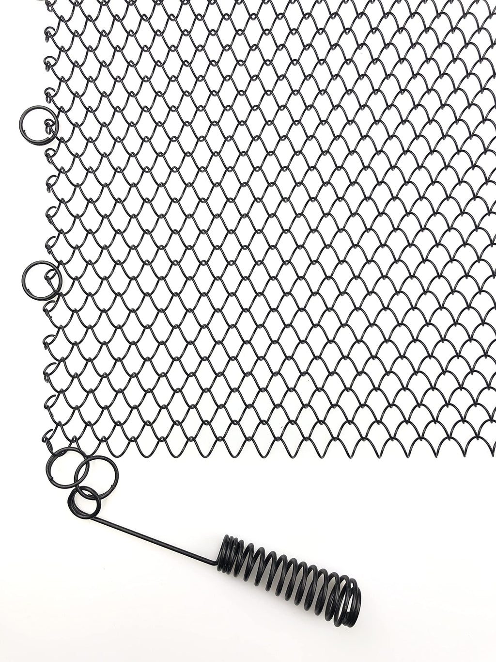 Black Fireplace Mesh Screen Curtain, Two Panels D450