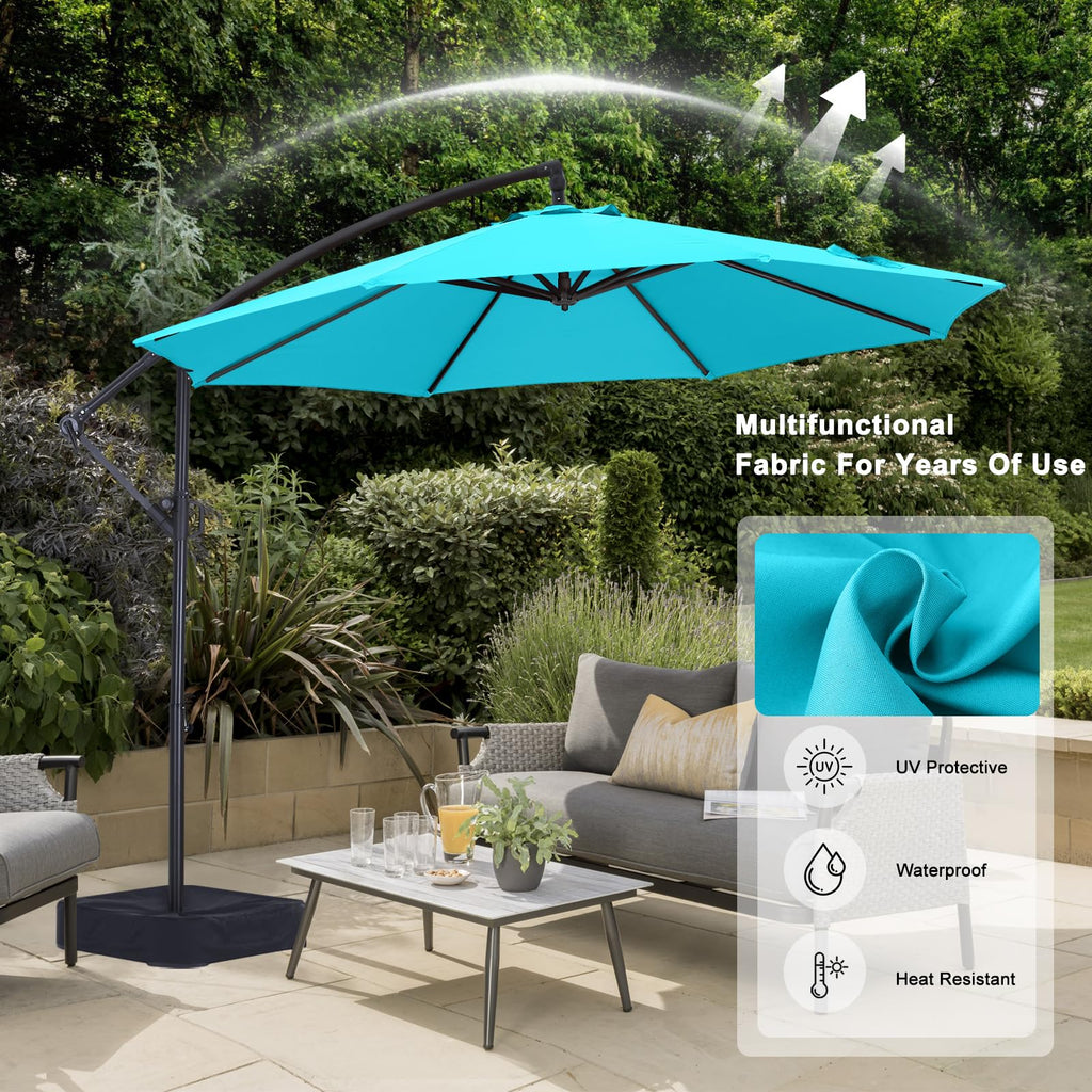 10FT Cantilever Umbrella with Base and Weights Bag Q23456