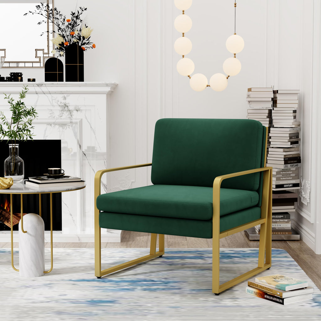 Velvet Accent Chair Set of 2 Green E6550