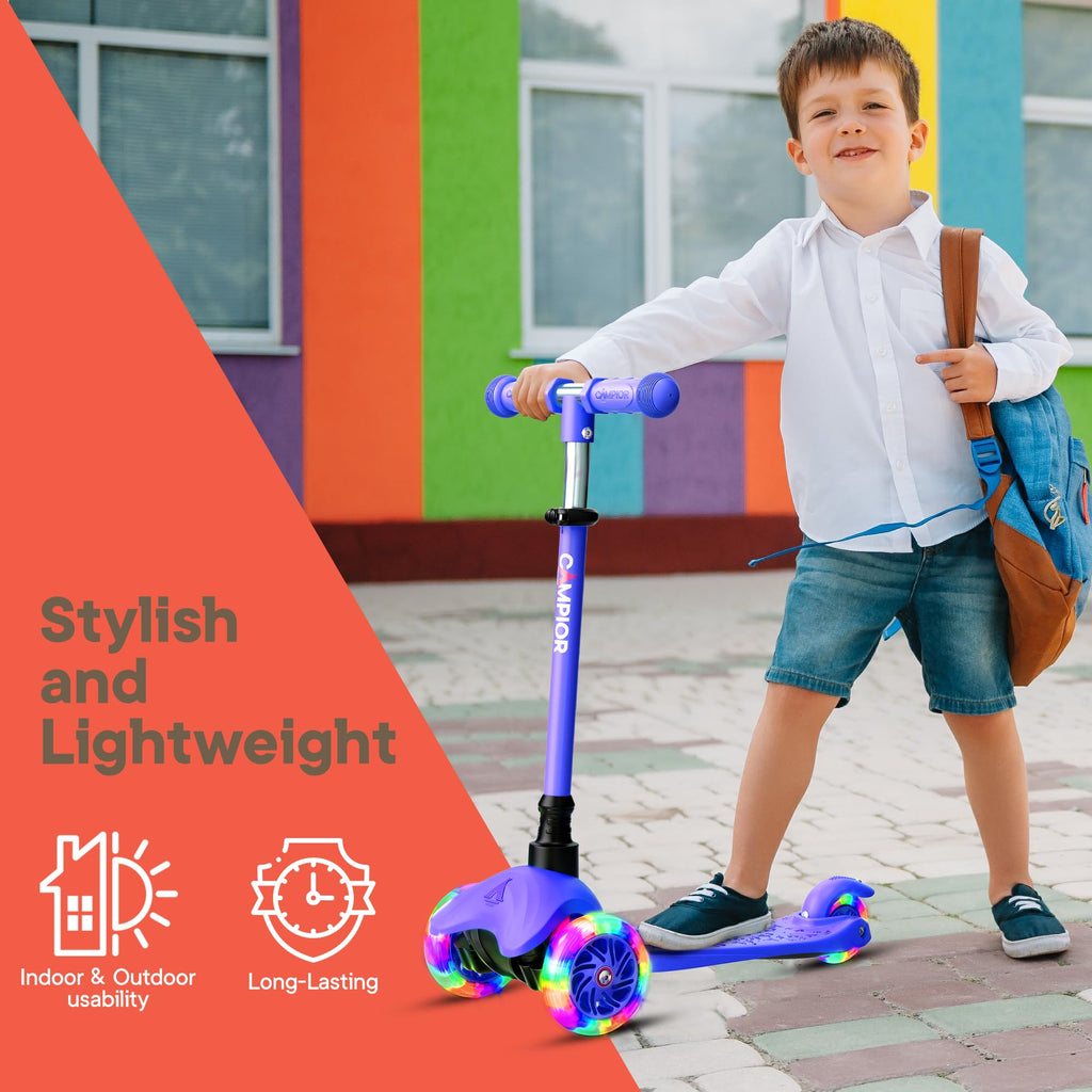 Blue Mini 3 Wheel Scooter with LED Light-Up Wheels O840