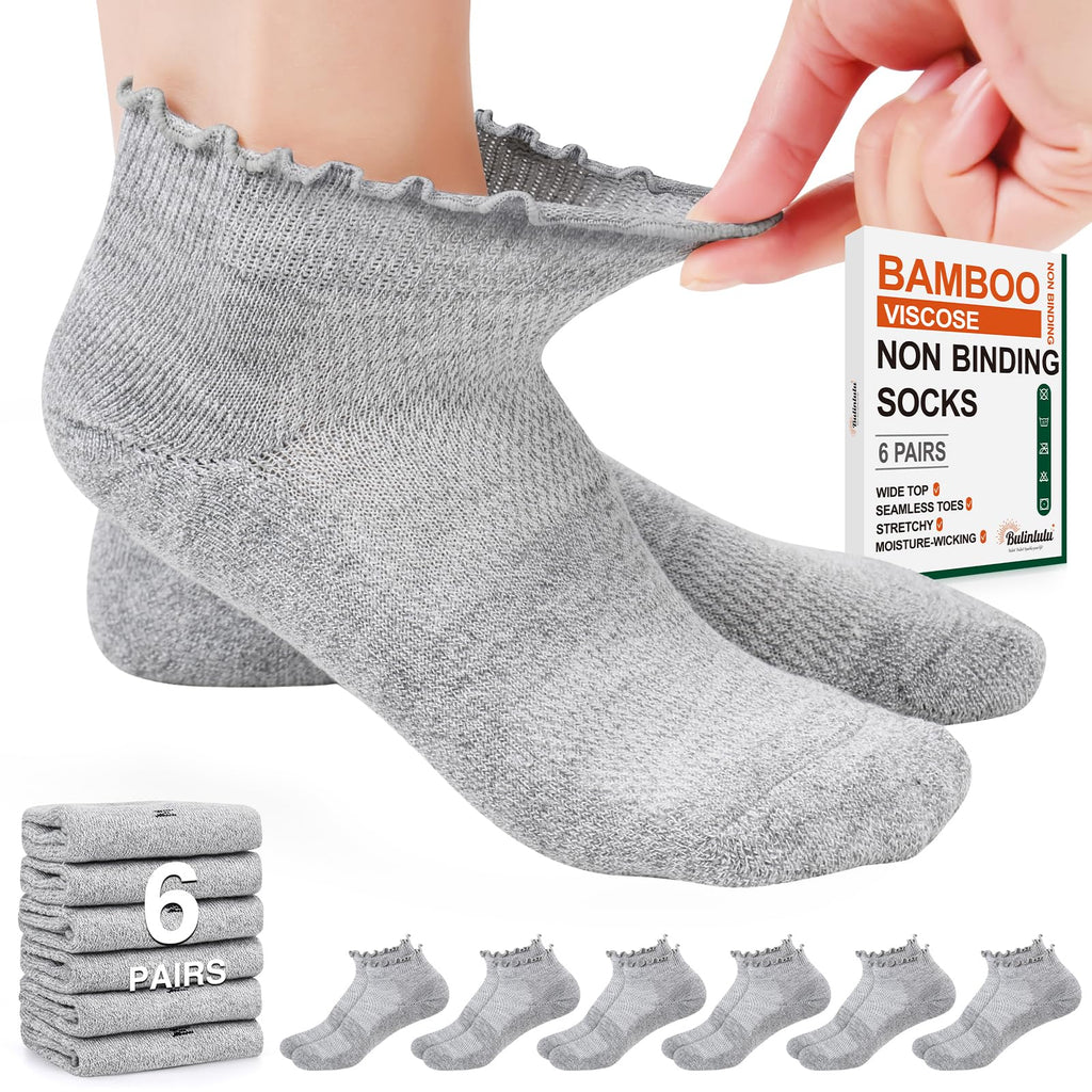 6 Pairs Low Cut Non Binding Diabetic Ankle Socks W27766
