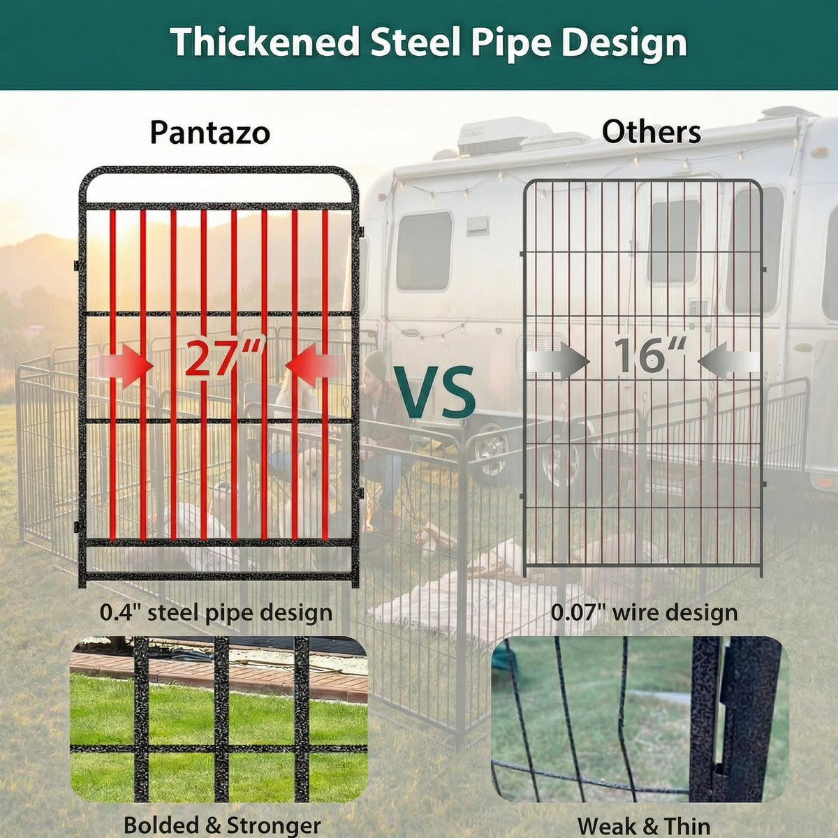 16 Panels 40'' Rustproof Metal Dog Playpen Q7728