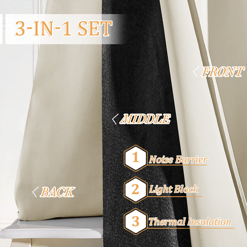 3-in-1 Blackout Room Divider Curtains M4466